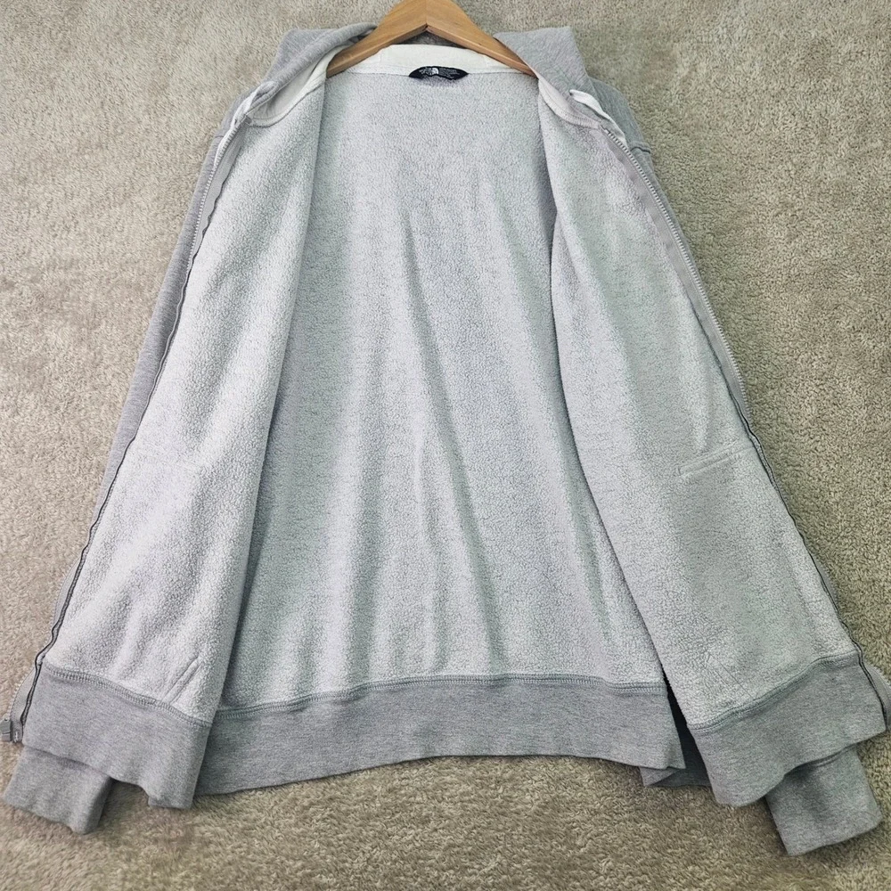 The North Face Hoodie XXL Gray Full Zip Fleece‎ Lined Logo Sweatshirt Oversized
